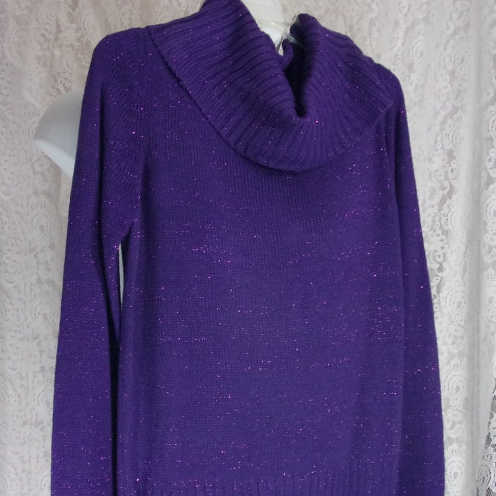 Faded Gloria Purple Cowl Neck Sweater with Sparkle Size L (12/14) NWT